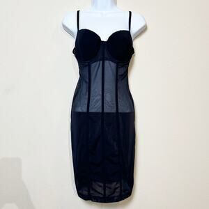 victoria's secret | very sexy black mesh boning corset lingerie dress